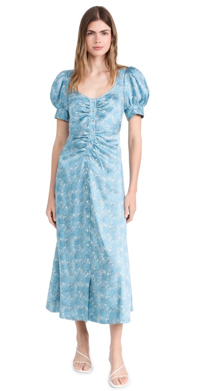 Cinq à Sept Summer Waves Ximena Dress Ivory/Aqua Blue