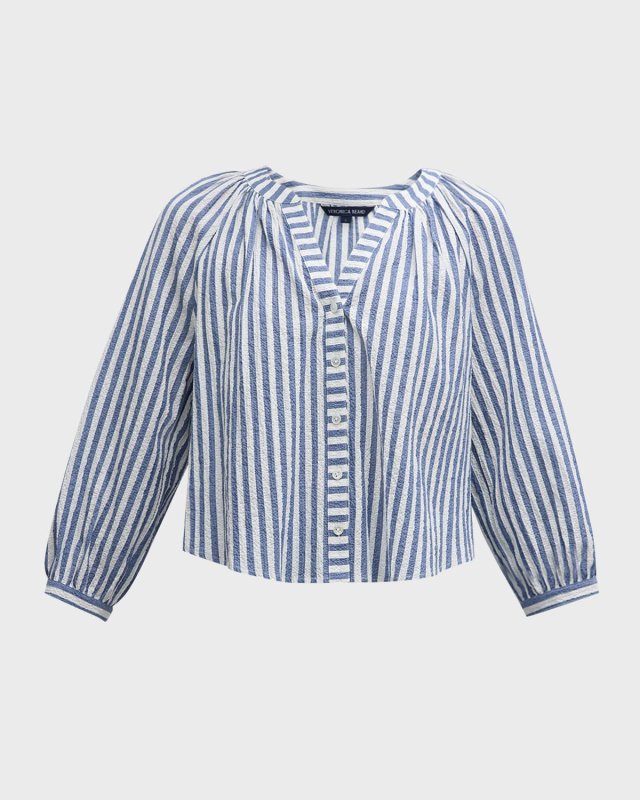 Judith Striped Button-Front Top