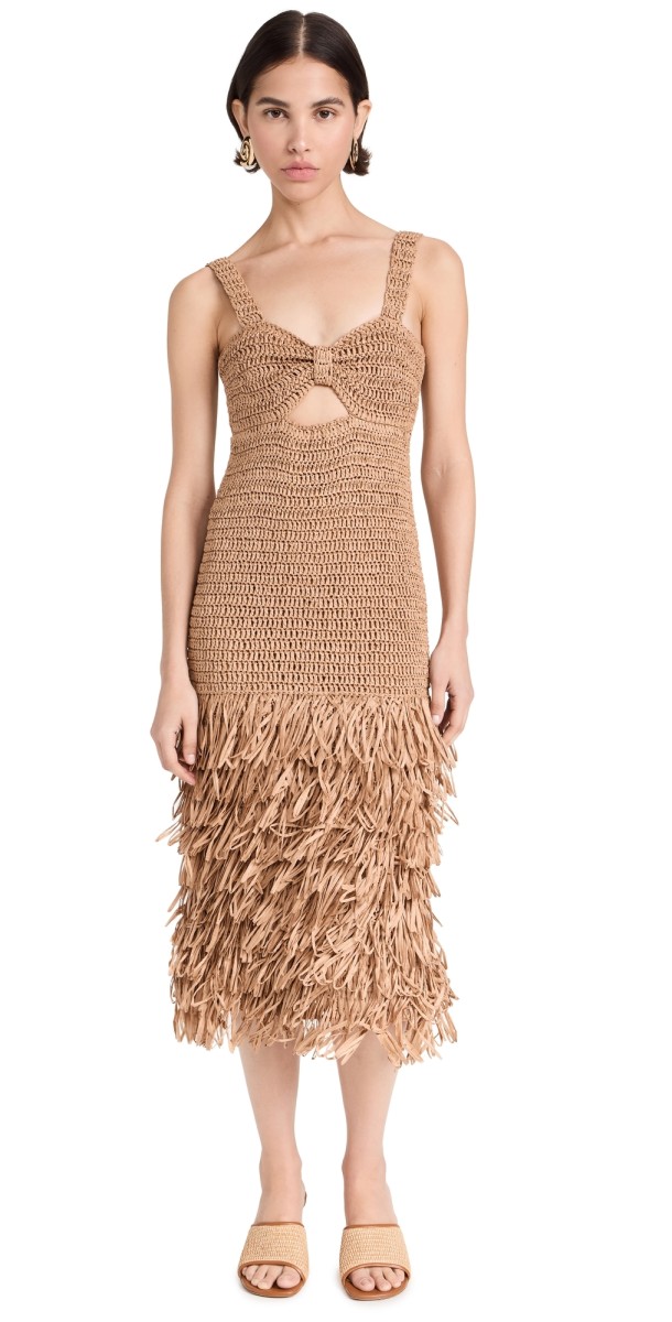 FARM Rio Rafia Midi Dress Rafia