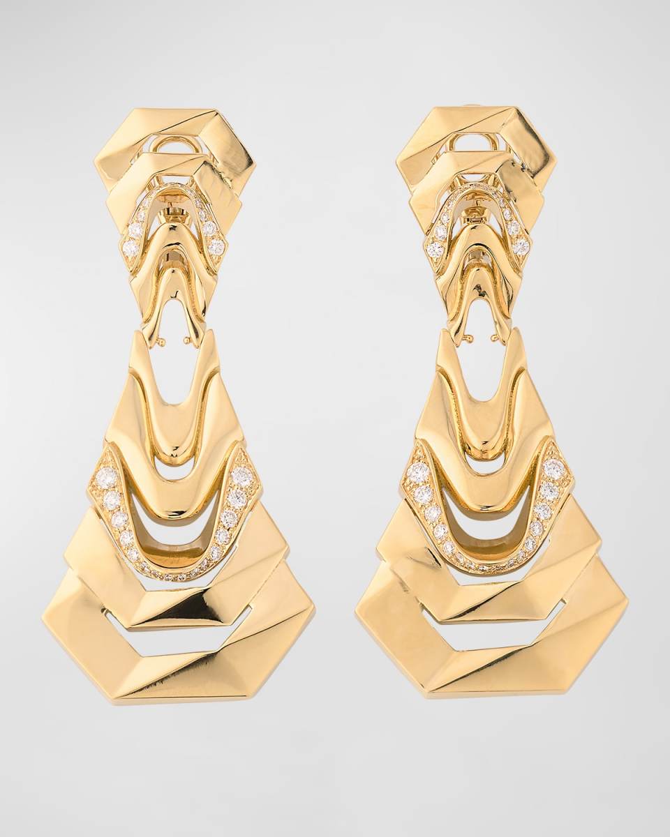 18k Yellow Gold Diamond White Crow Earrings