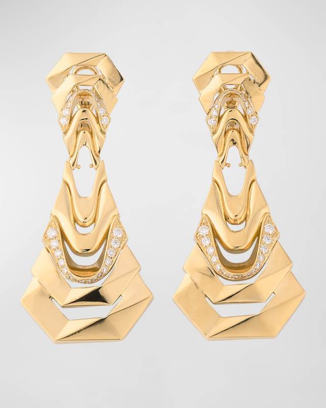 18k Yellow Gold Diamond White Crow Earrings