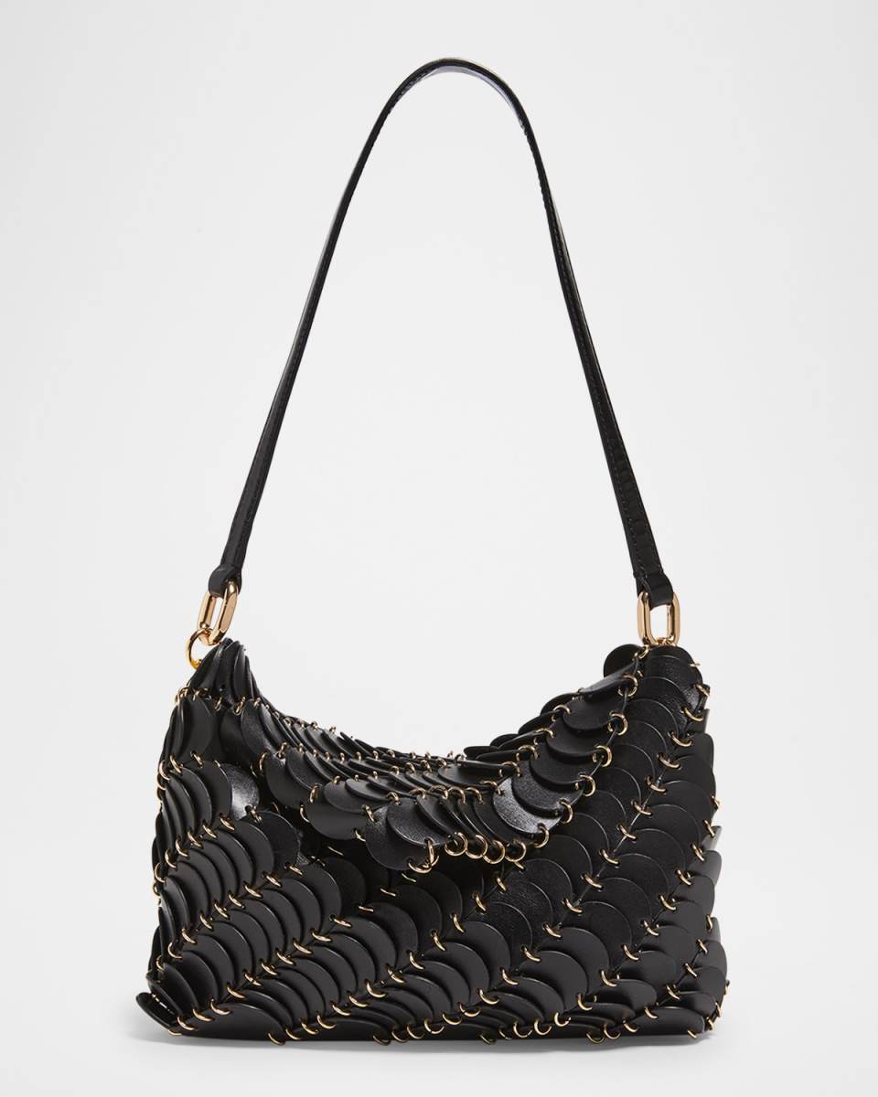 Disc-Link Leather Shoulder Bag