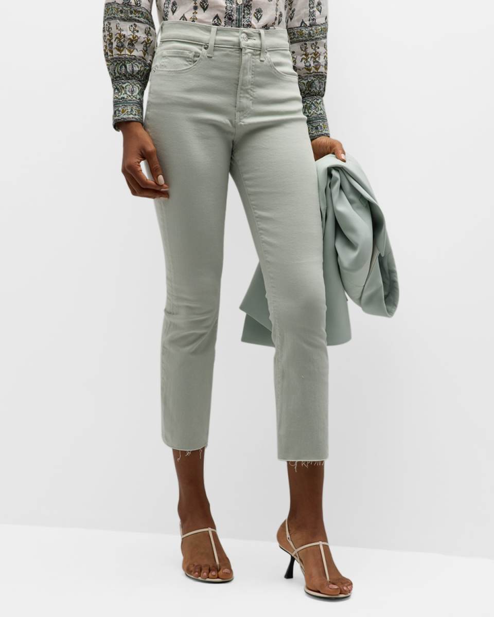 Carly Kick-Flare Cropped Raw Hem Jeans