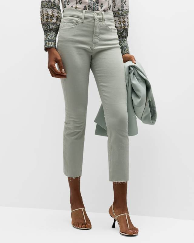 Carly Kick-Flare Cropped Raw Hem Jeans