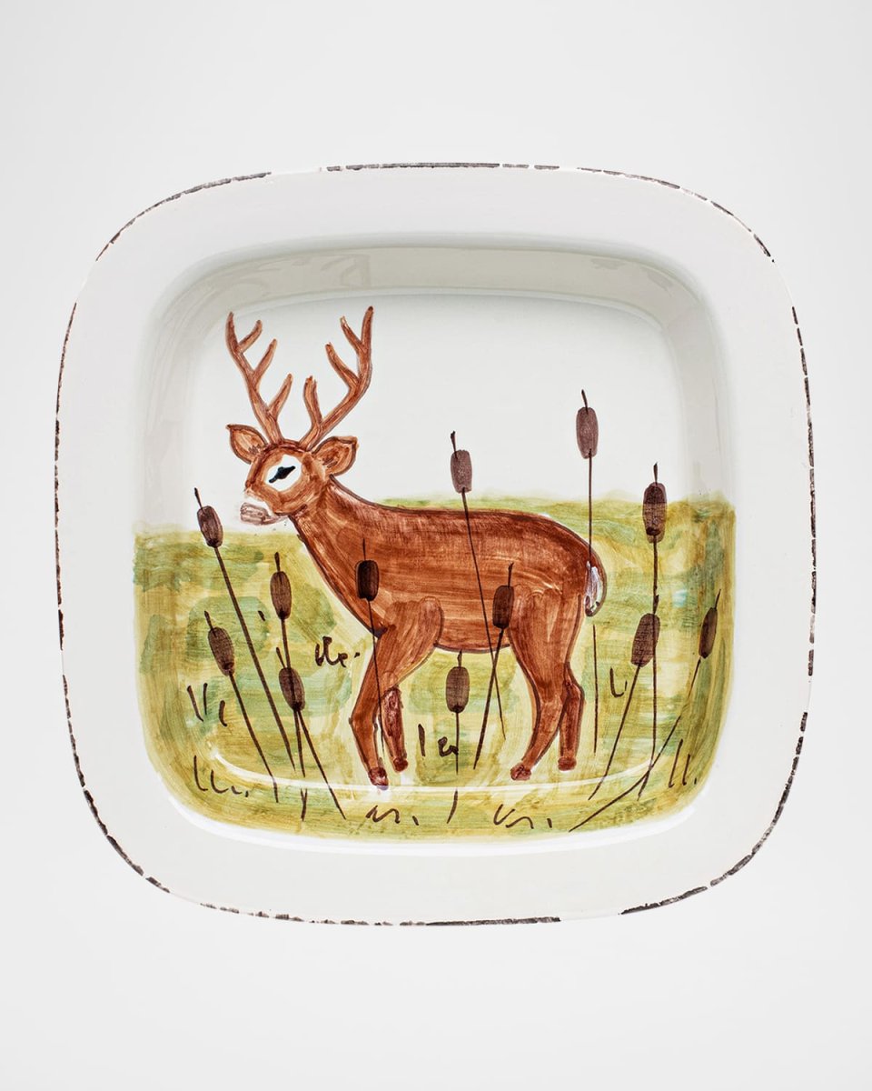 Wildlife Deer Rimmed Square Platter