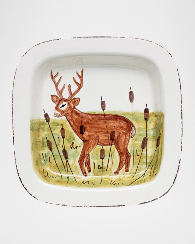 Wildlife Deer Rimmed Square Platter