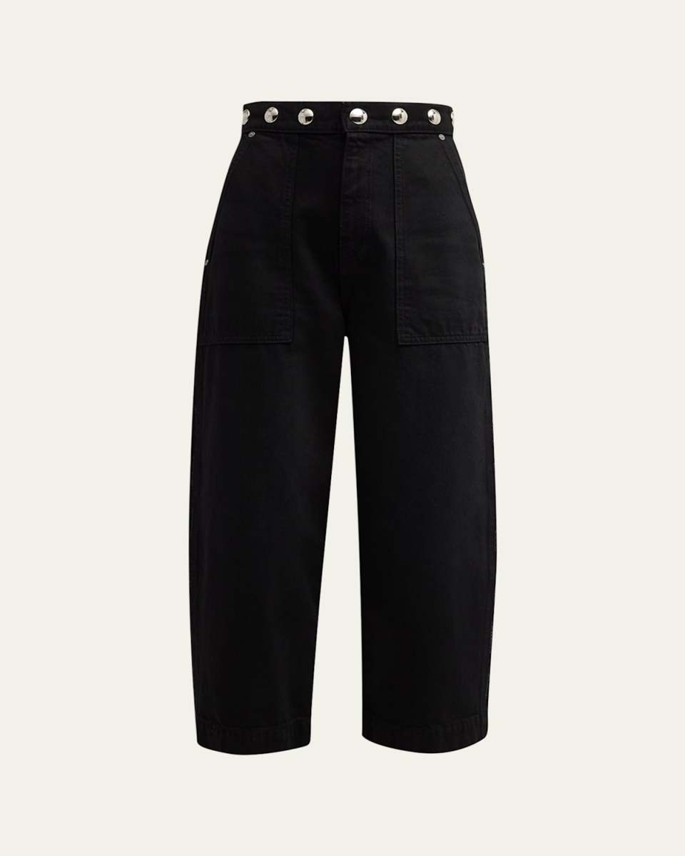 Hewey Straight-Leg Jeans with Studded Waist