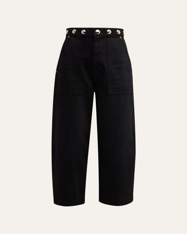 Hewey Straight-Leg Jeans with Studded Waist