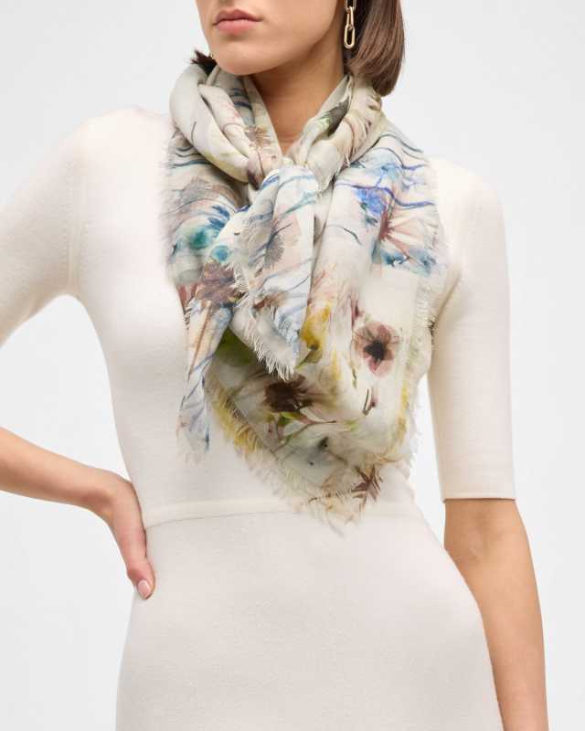 Floral Wool Square Scarf