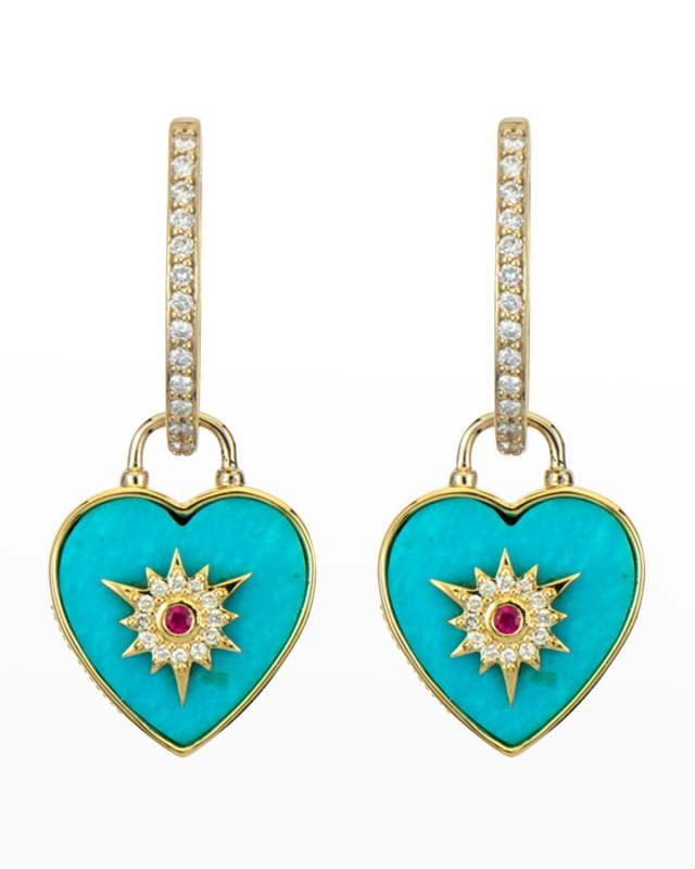 14k Yellow Gold Diamond Trust Your Heart Earring Pendant, Single