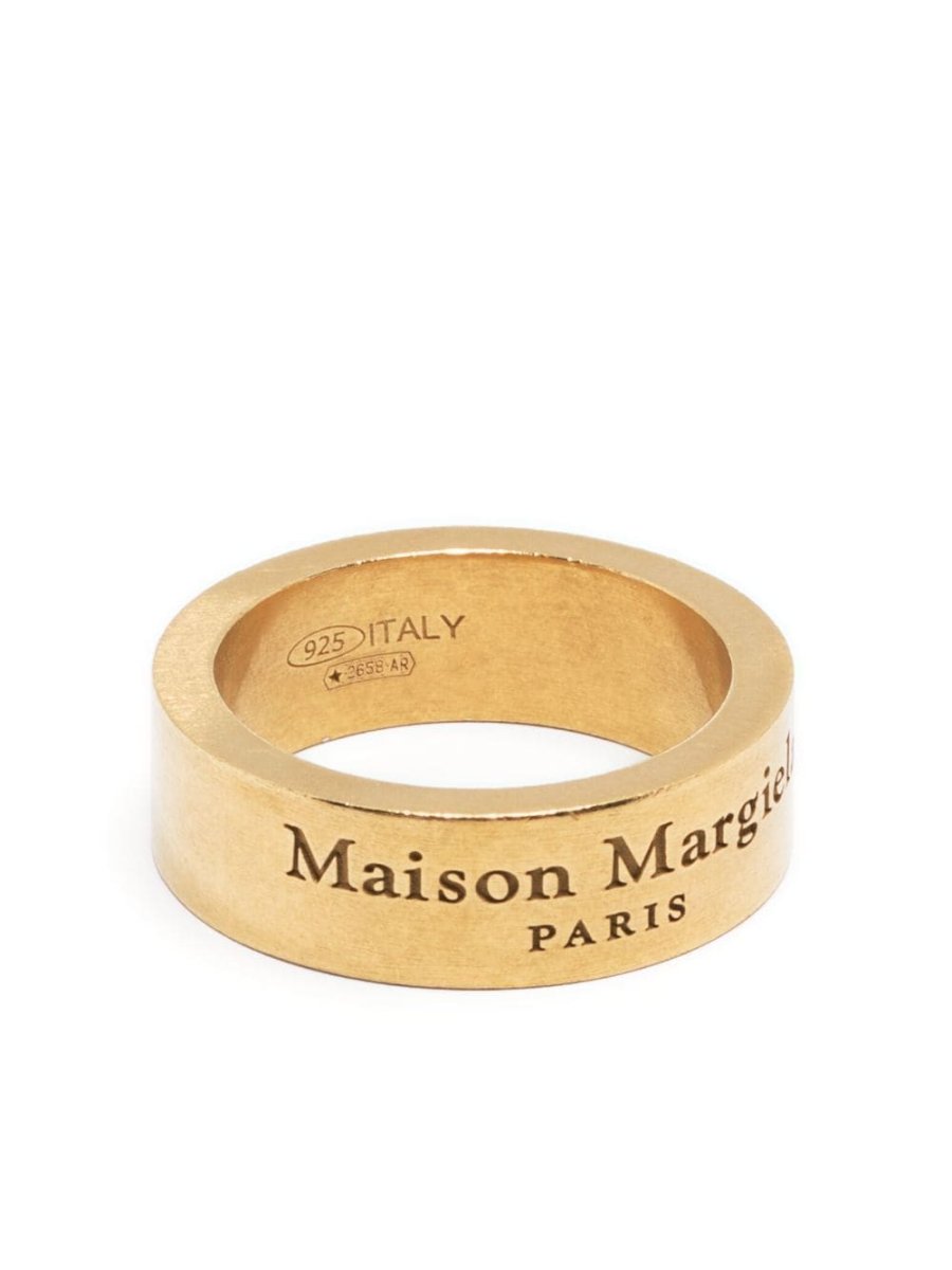 engraved-logo silver ring