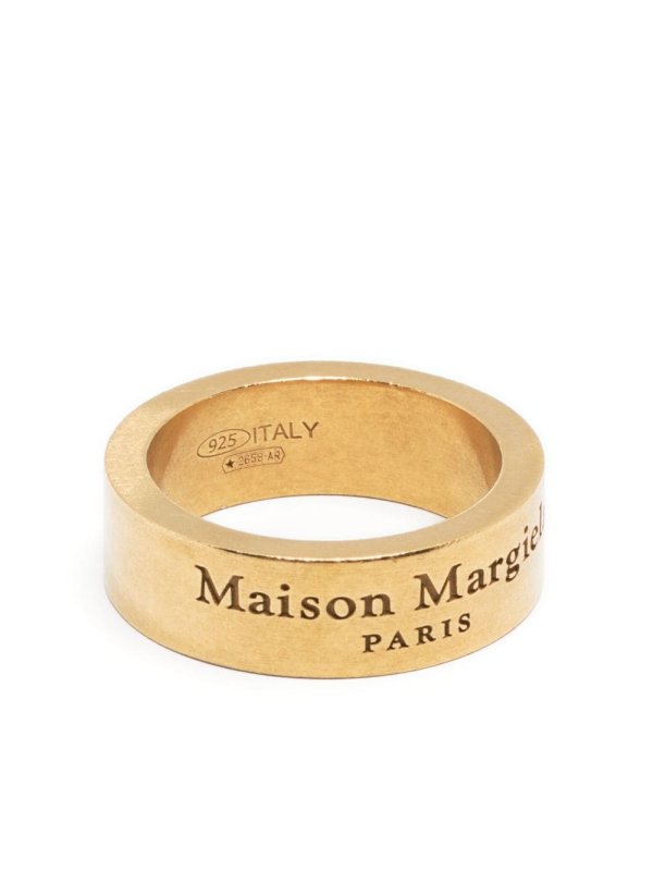 engraved-logo silver ring