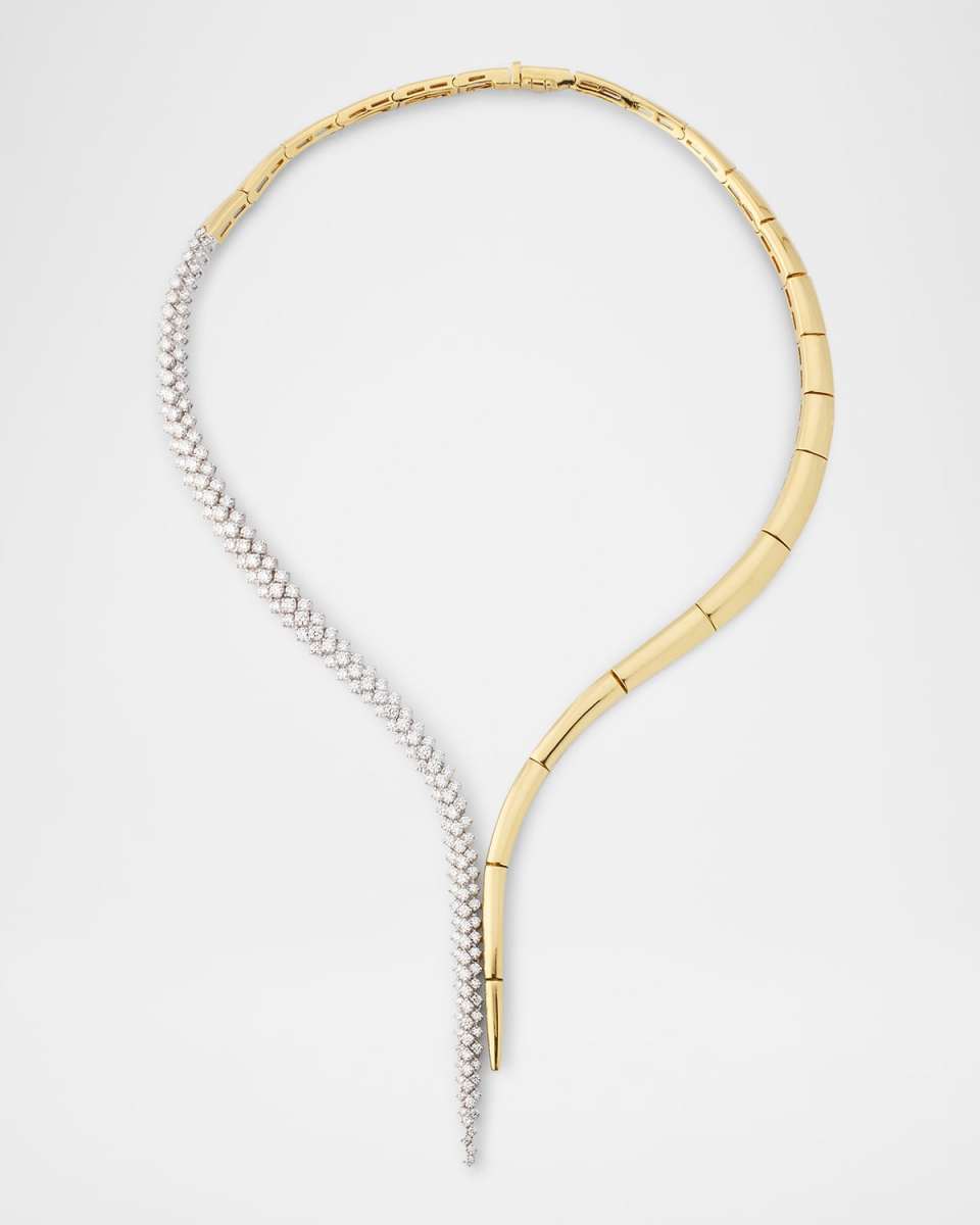 Golden Strada 18K Yellow and White Gold Diamond Lariat Necklace