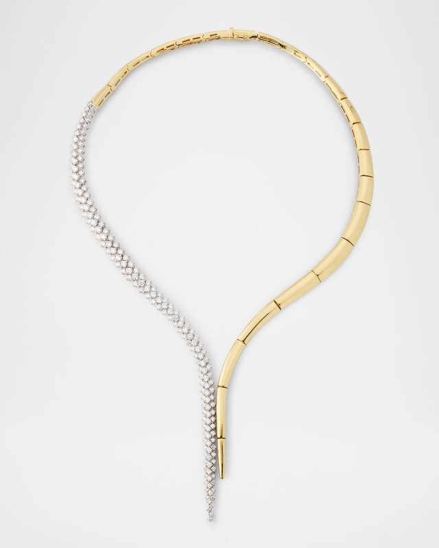 Golden Strada 18K Yellow and White Gold Diamond Lariat Necklace