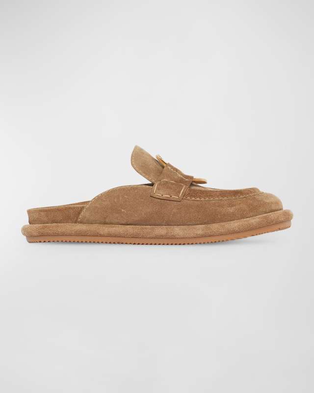 Bell Suede Ring Loafer Mules