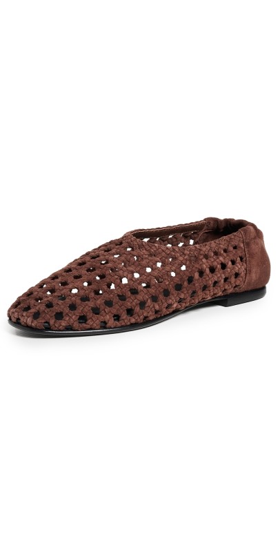SIMKHAI Eden Woven Leather Ballet Flats Mahogany