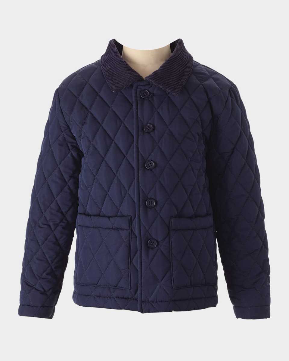 Boy's Quilted Jacket W/ Corduroy Collar, Size 2-10