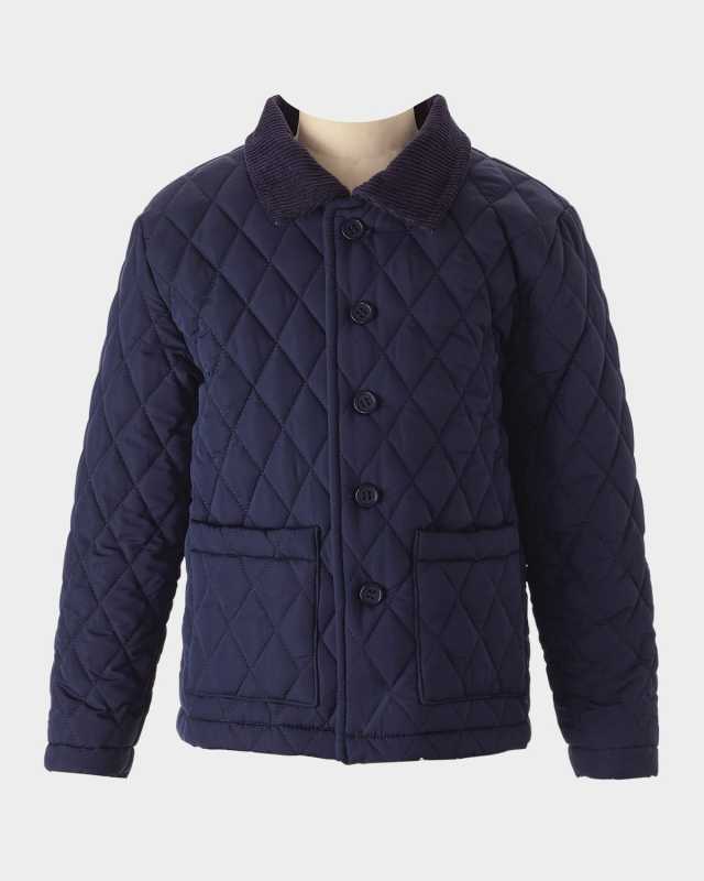 Boy's Quilted Jacket W/ Corduroy Collar, Size 2-10