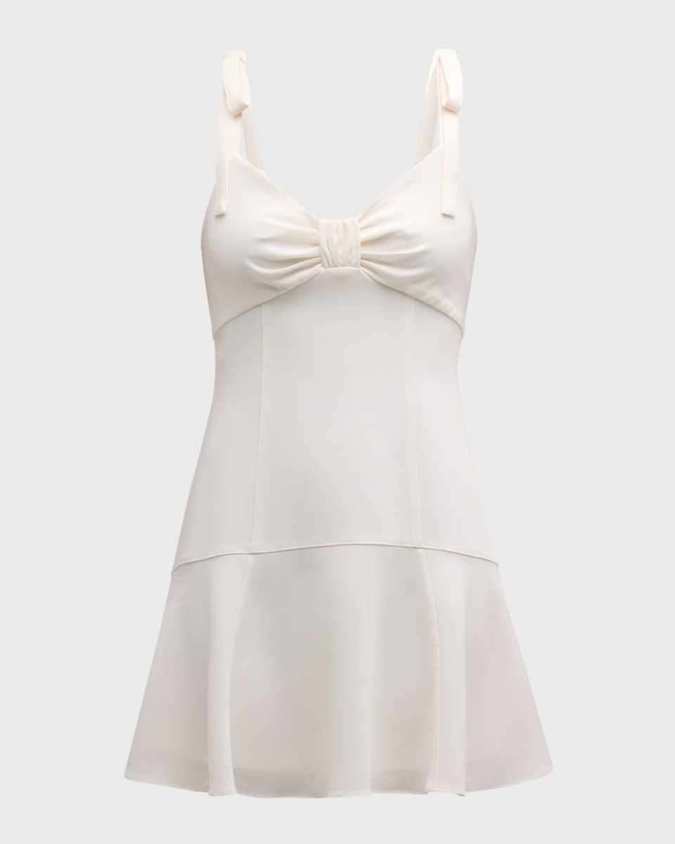 Tally Tie-Shoulder Fluted Mini Dress