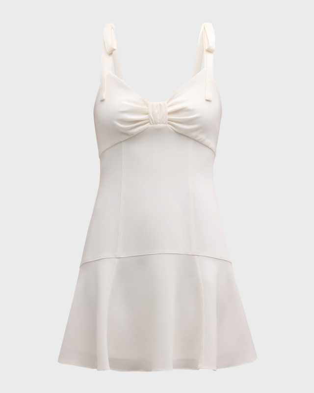 Tally Tie-Shoulder Fluted Mini Dress