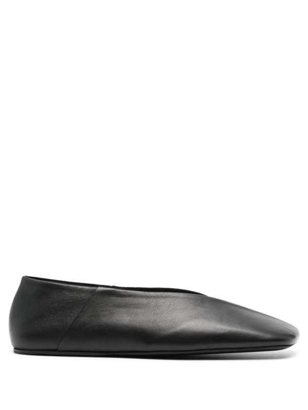 square-toe leather ballerina shoes