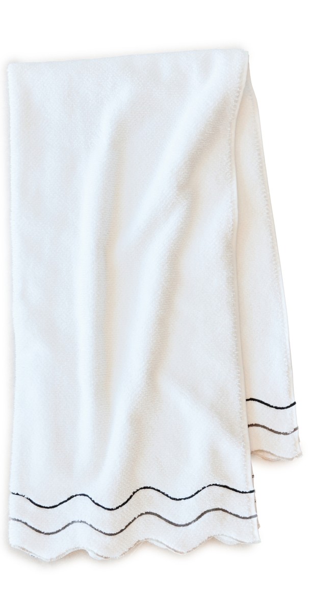 Kassatex Shopbop x Kassatex Scalloped Bath Towel Set of 2 White/Black