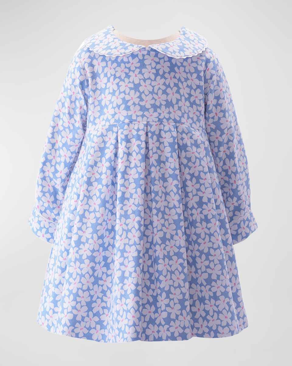 Girl's Daisy-Print Pleated Dress, Size 2-10