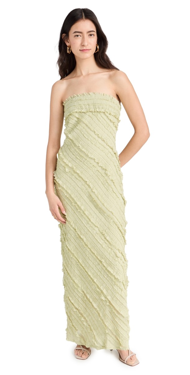 endless rose Strapless Ruffled Maxi Dress Black