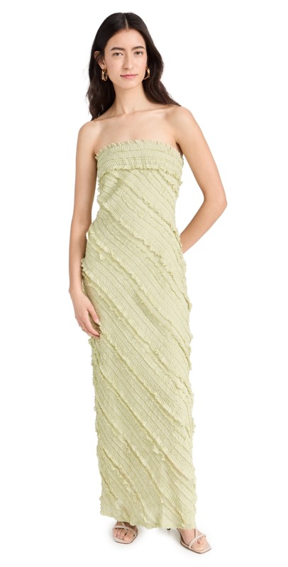 endless rose Strapless Ruffled Maxi Dress Black