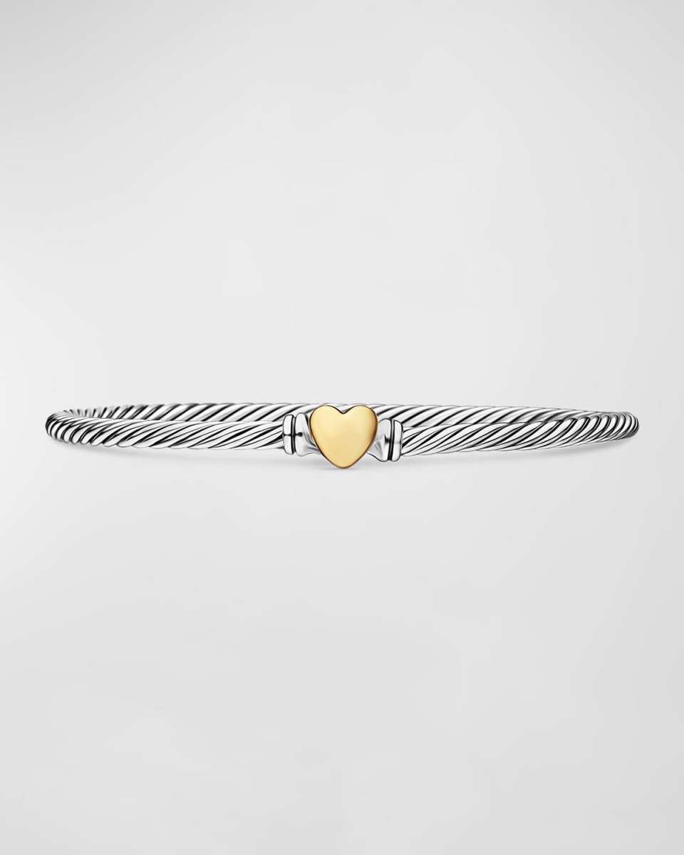 Cable Collectibles Heart Bracelet in Silver with 18K Gold, 3mm