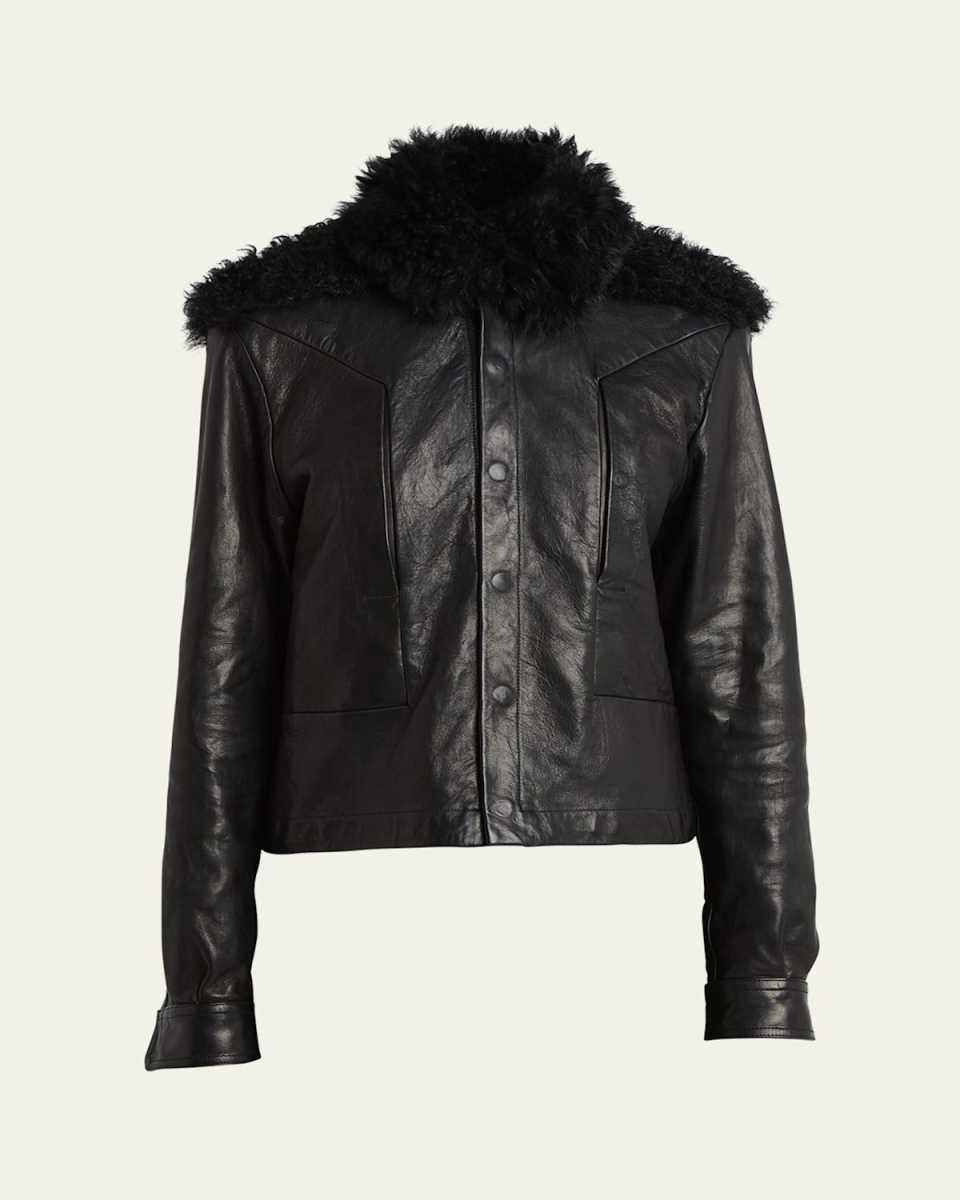 Lamb Shearling and Leather Aviator Jacket