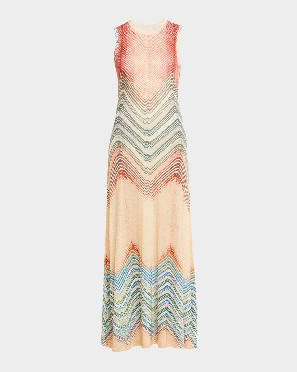 Orla Sleeveless Chevron-Print Jersey Maxi Dress