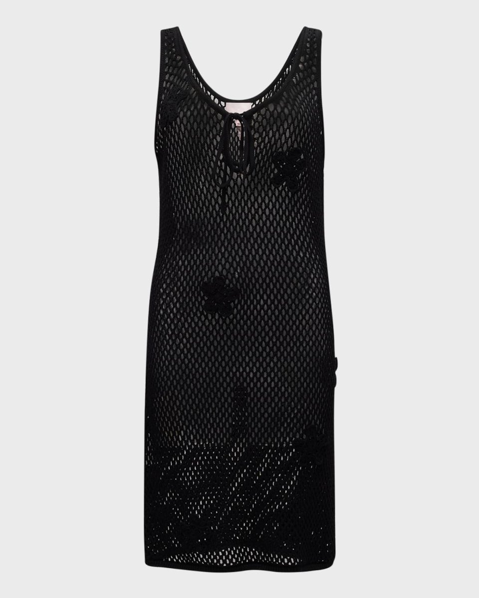 Nikita Open-Knit Embroidered Mini Dress Coverup