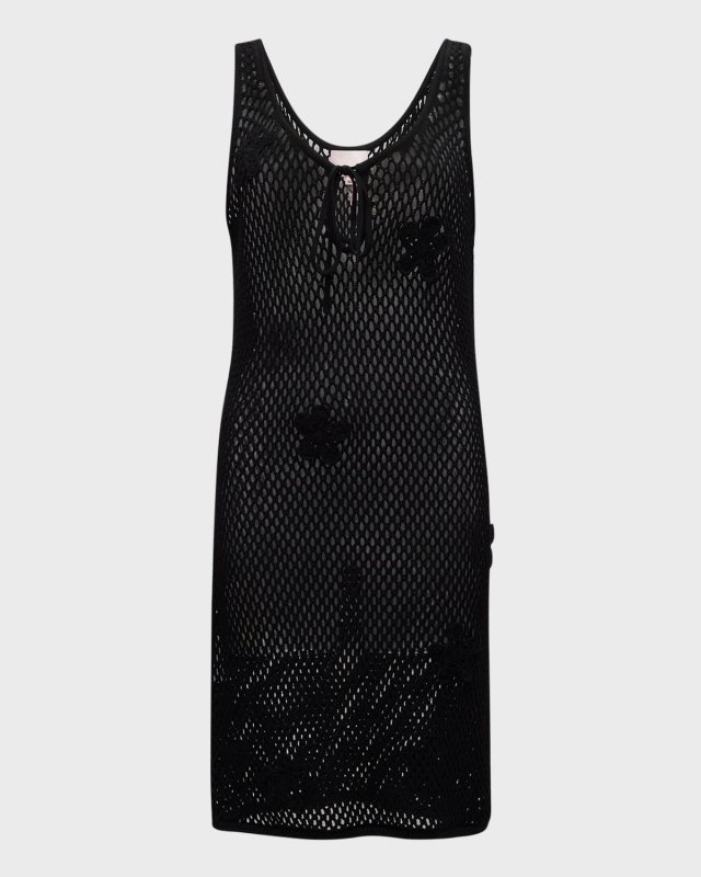 Nikita Open-Knit Embroidered Mini Dress Coverup