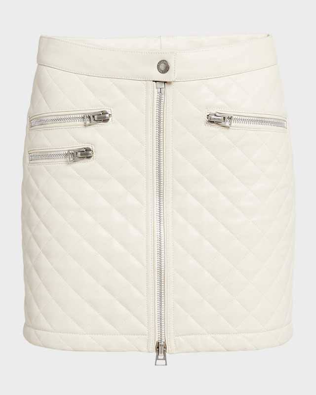 Quilted Guanteria Lamb Leather Zip-Front Mini Skirt