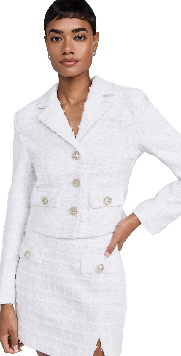 endless rose Tweed Short Jacket White