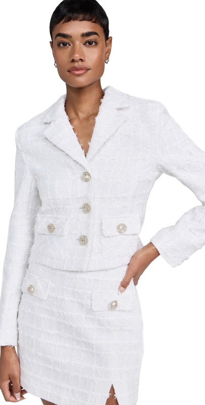 endless rose Tweed Short Jacket White