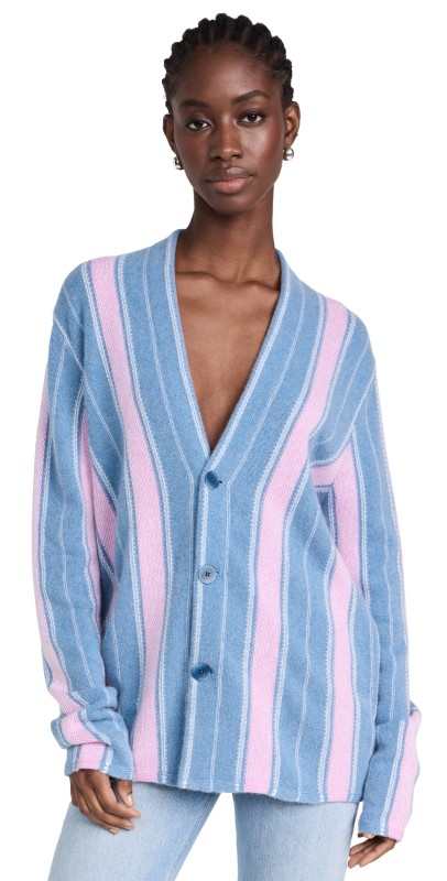 Guest in Residence Baja Everywhere Cashmere Cardigan Denim Blue/Fuchsia/Cream