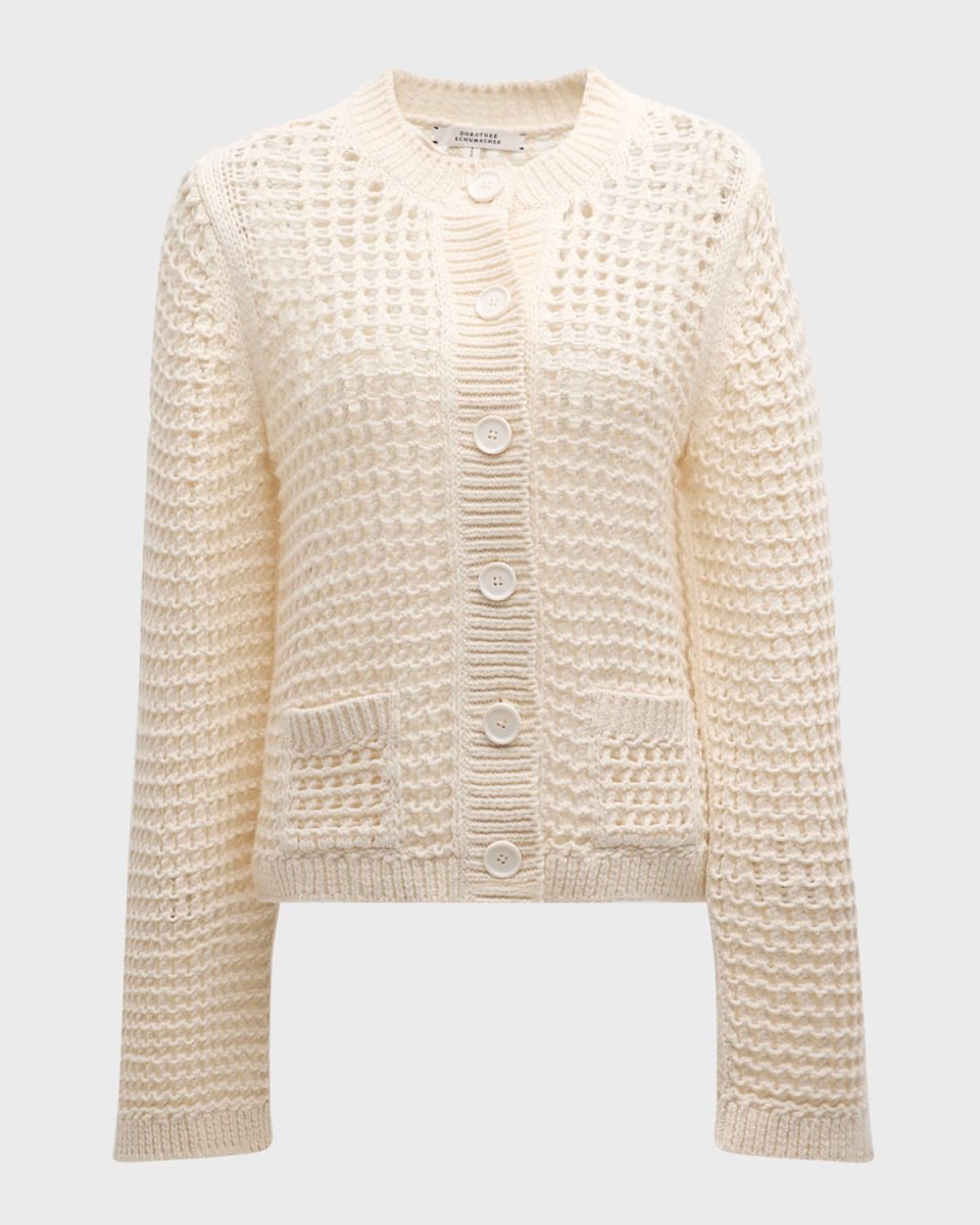 Sporty Crochet Pointelle-Knit Cardigan