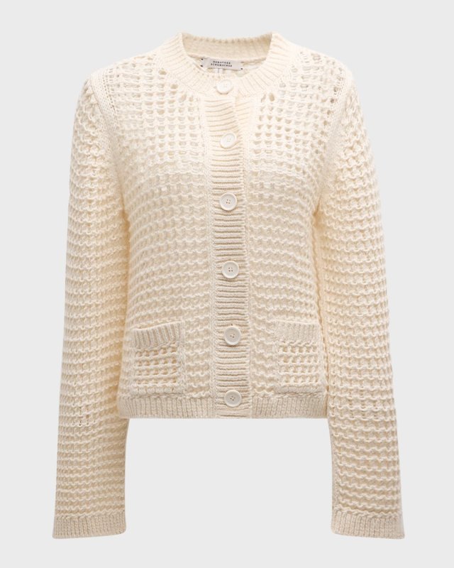 Sporty Crochet Pointelle-Knit Cardigan