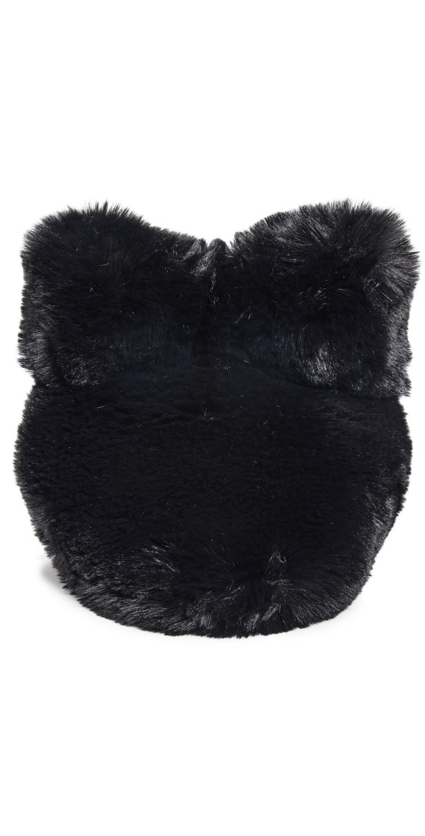 Acne Studios Fluffy Faux Fur Bow Hat Black