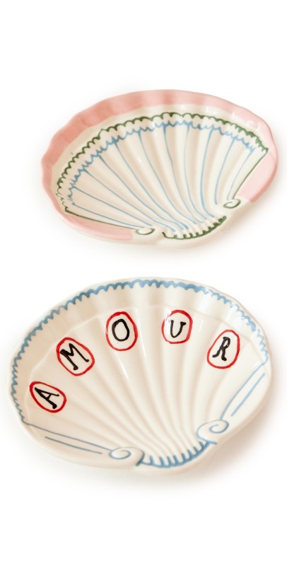 Laetitia Rouget Set Amour Shell Dishes Blue/Pink