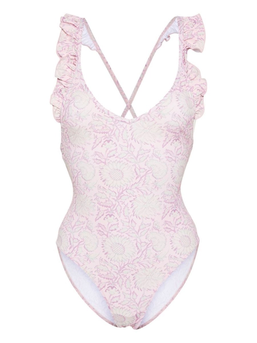 floral ruffled swimsuit