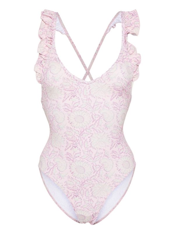 floral ruffled swimsuit