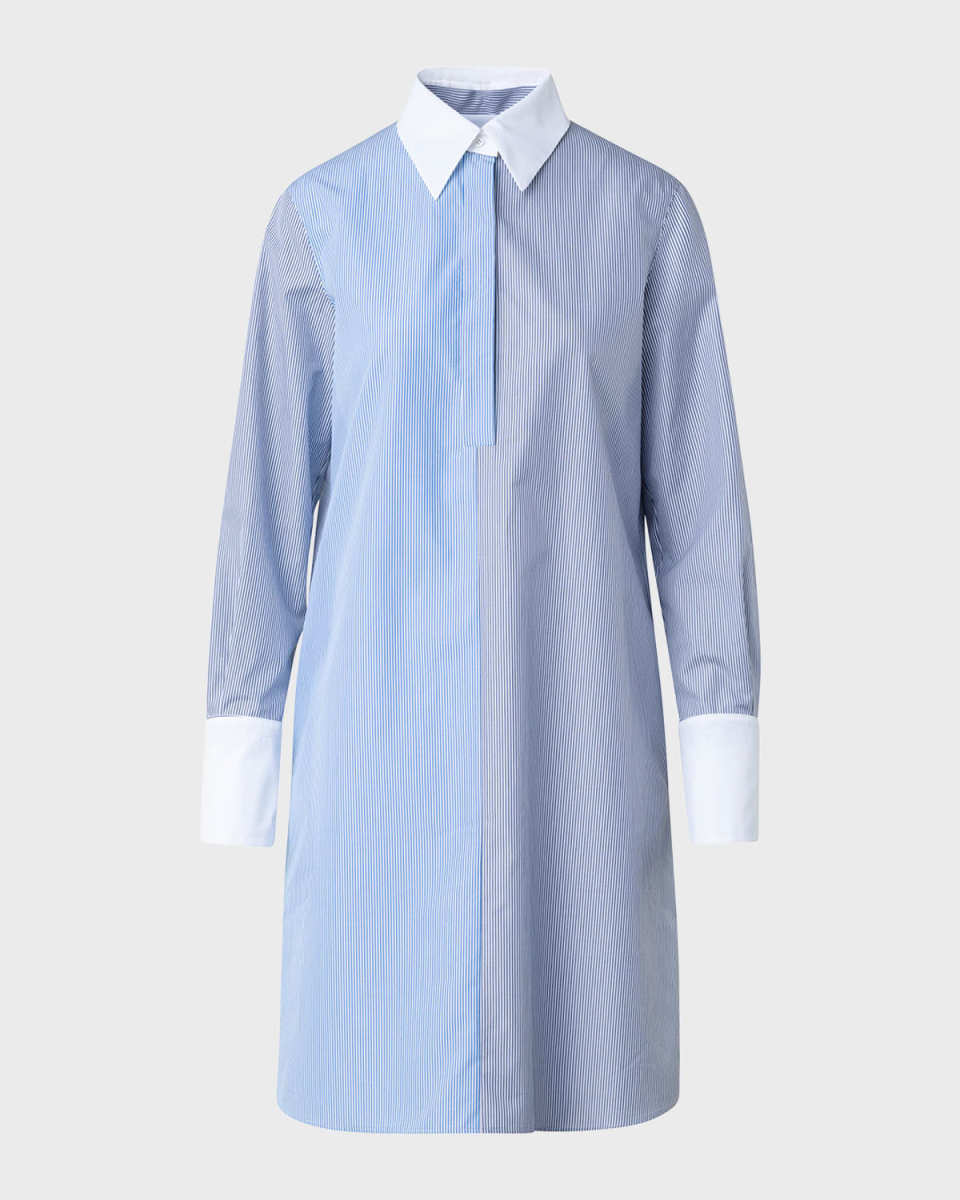 Cotton Poplin Micro Striped Shirtdress
