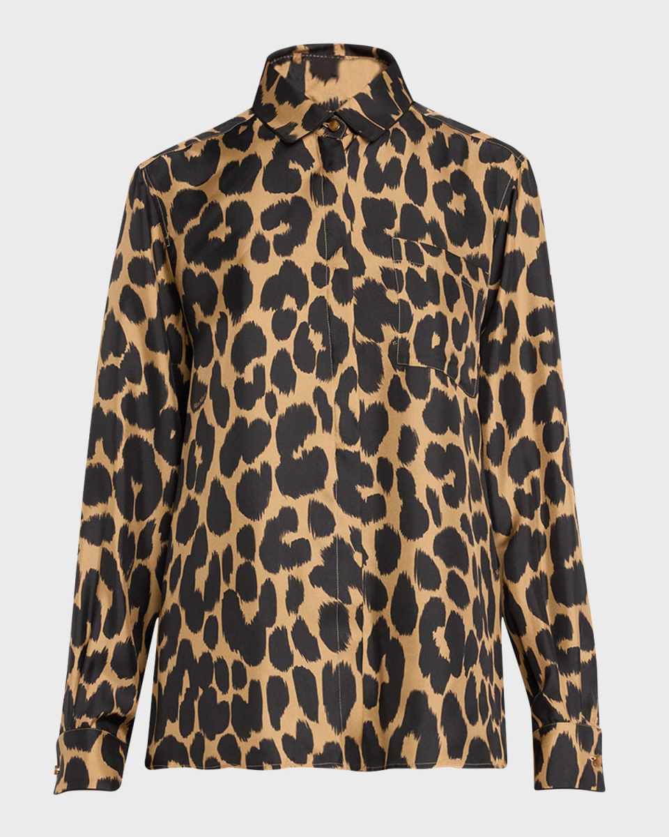 Etna Leopard Print Button-Front Shirt