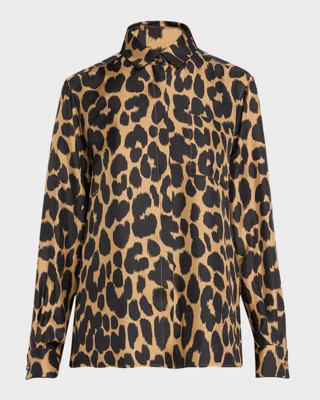 Etna Leopard Print Button-Front Shirt