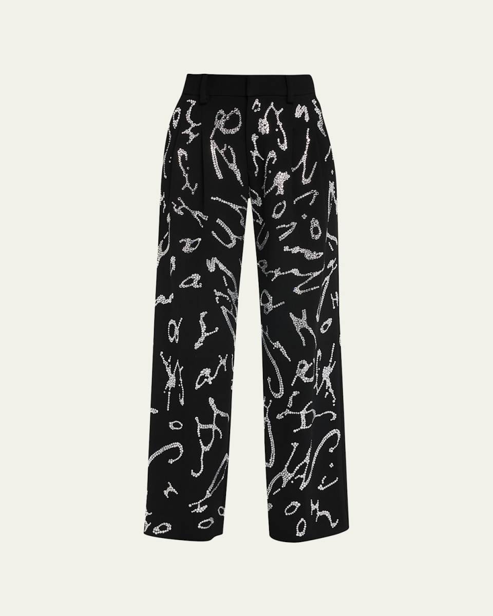 Lacroix Darling Crystal Pleated Wide-Leg Pants