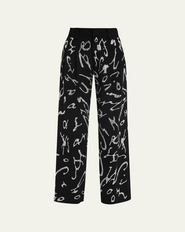 Lacroix Darling Crystal Pleated Wide-Leg Pants