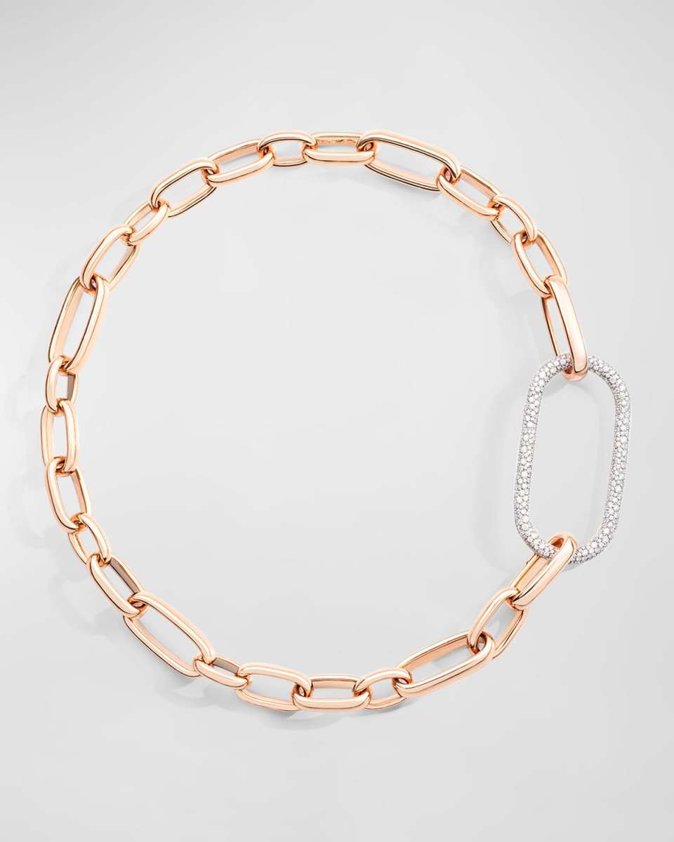 18K Rose Gold Iconica Necklace with All Diamond XL Link
